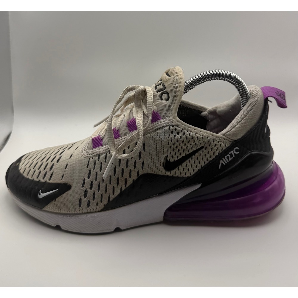 Nike Air Max 270 Sneakers Womens 7.5 Bone Black Purple Good AH6789-113